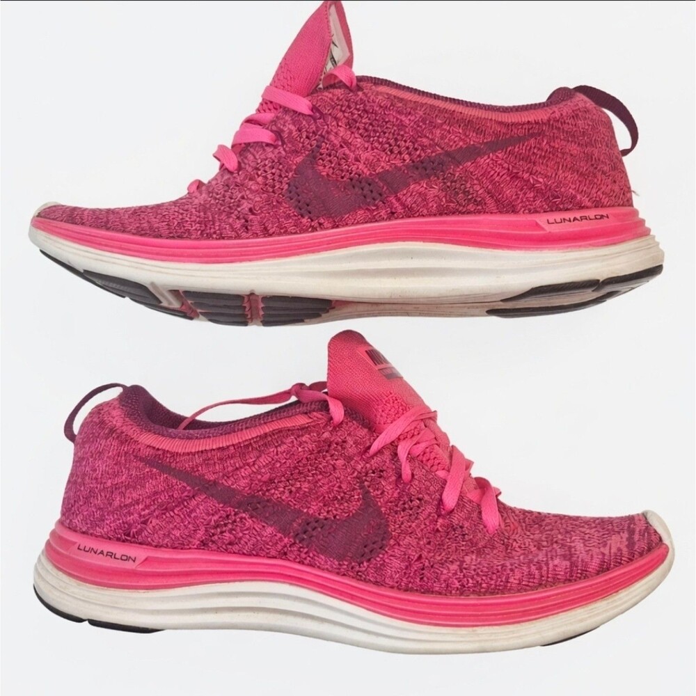 Nike Flyknit Lunar 1 Women's Size 8 Pink Running Shoes 554888-660 Authentic VGUC